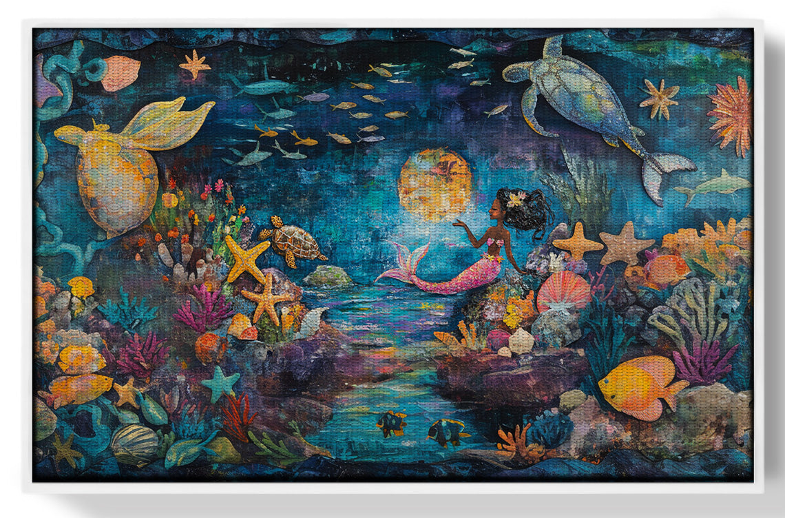 Black Mermaid Ocean Fantasy Caribbean wall art view 61