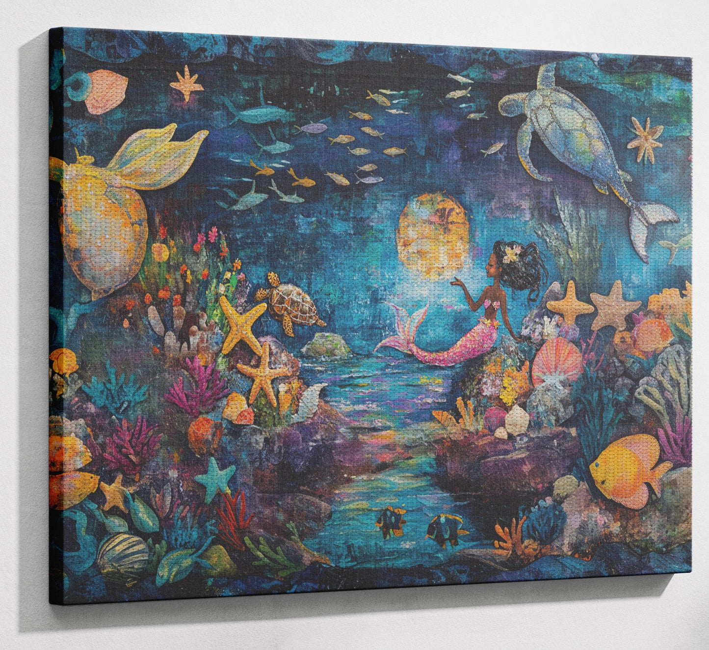 Black Mermaid Ocean Fantasy Caribbean wall art view 13