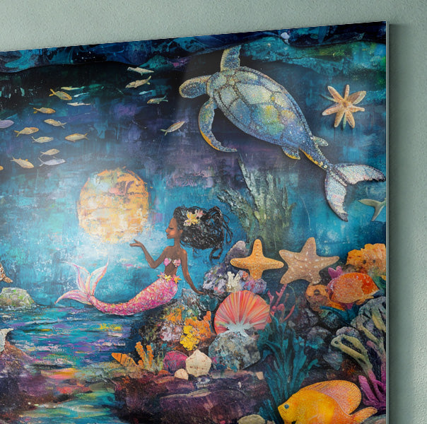 Black Mermaid Ocean Fantasy Caribbean wall art view 22
