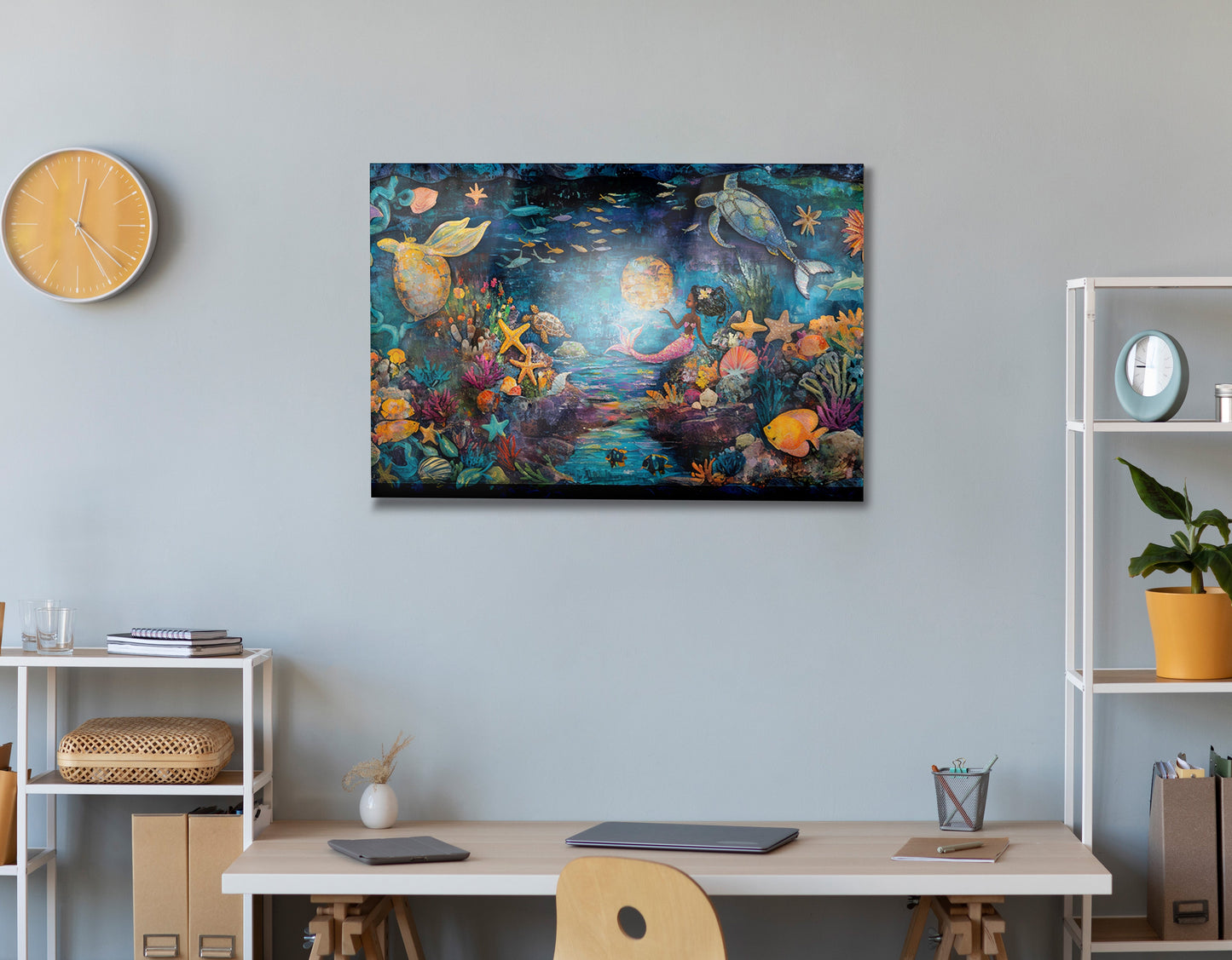 Black Mermaid Ocean Fantasy Caribbean wall art view 24