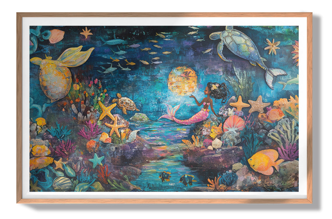 Black Mermaid Ocean Fantasy Caribbean wall art view 79