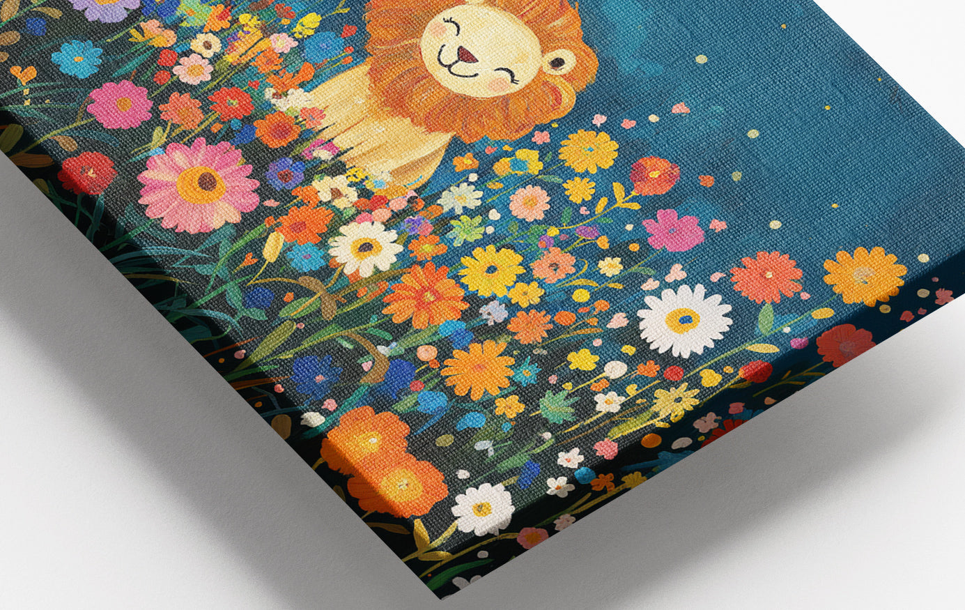 Close-up of Lion Wildflower Garden African American canvas print detail