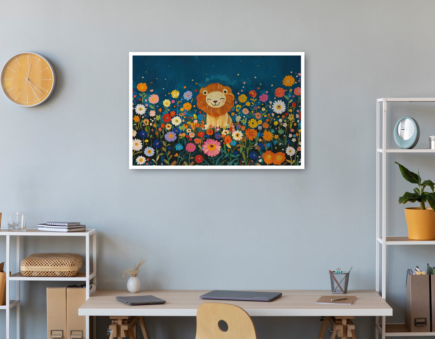 Lion Wildflower Garden African American canvas print print view