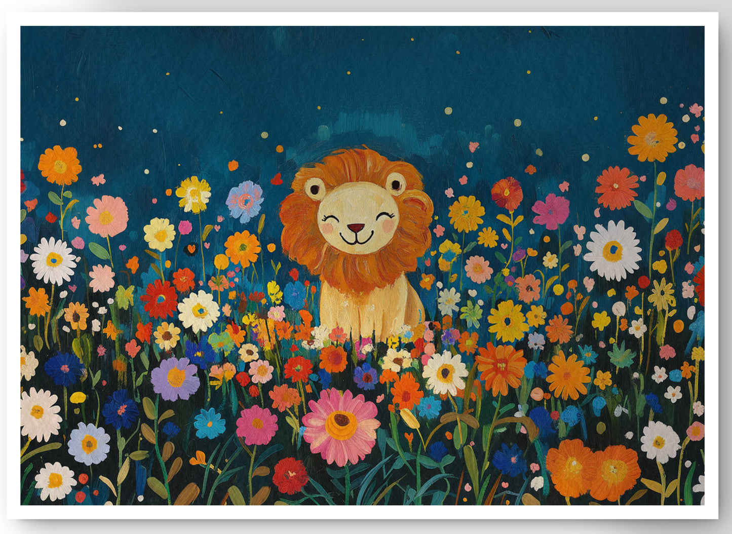 Lion Wildflower Garden African American canvas print by MoomZee Artwork