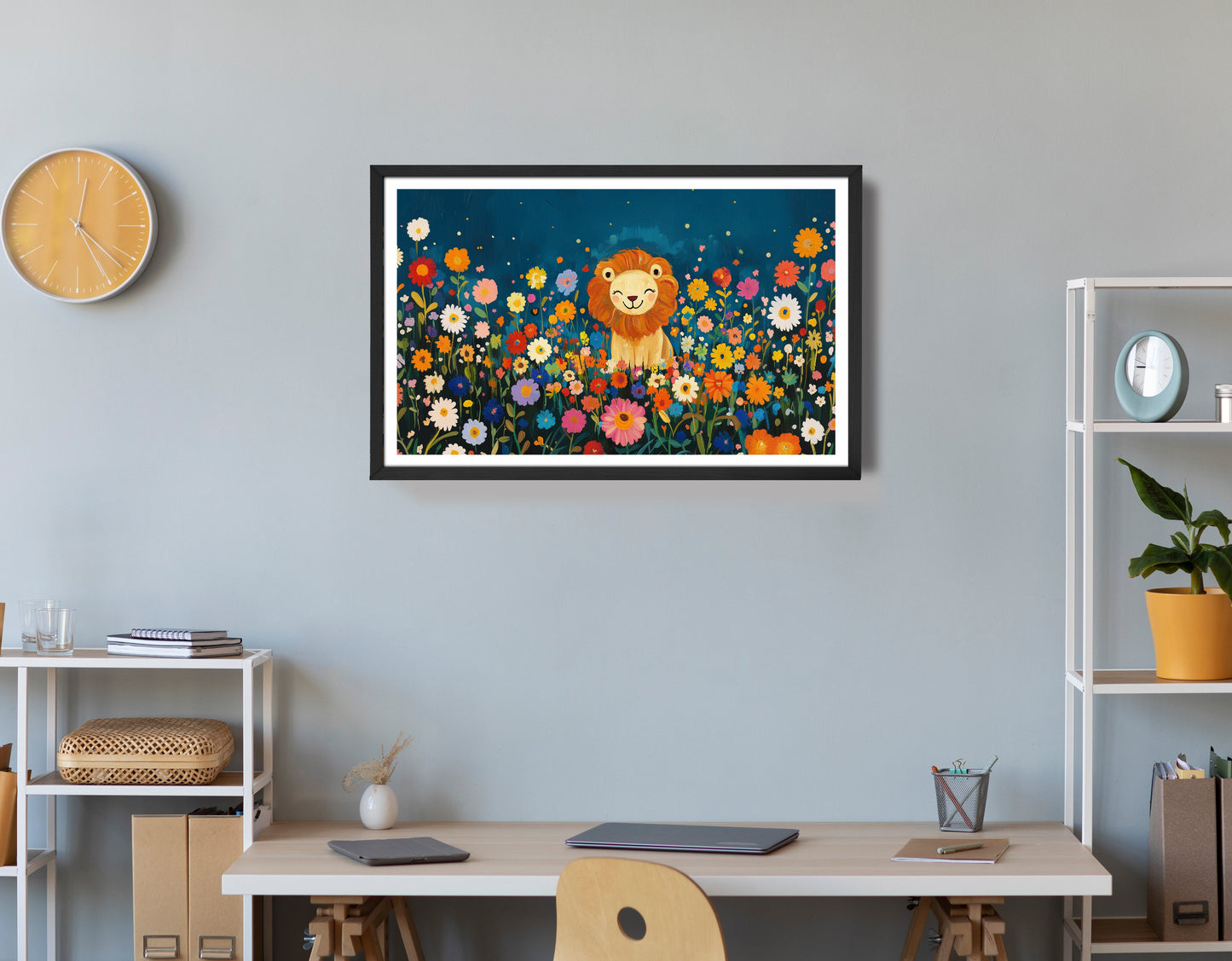 Lion Wildflower Garden African American canvas print view 72