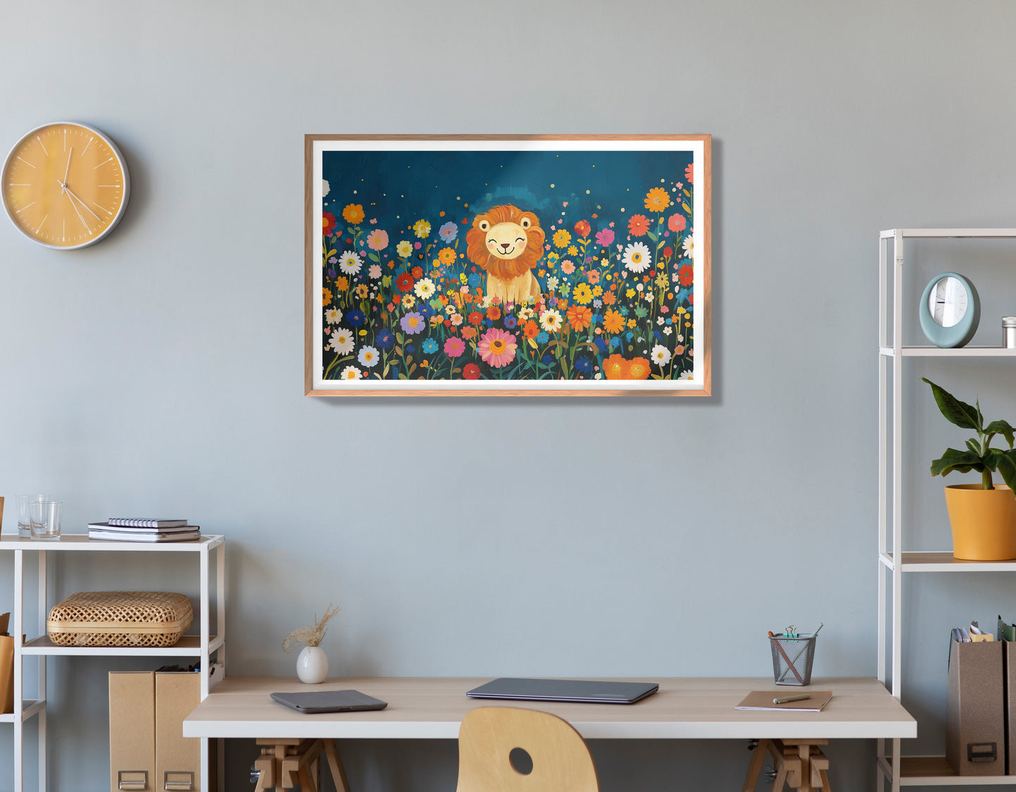 Lion Wildflower Garden African American canvas print view 84