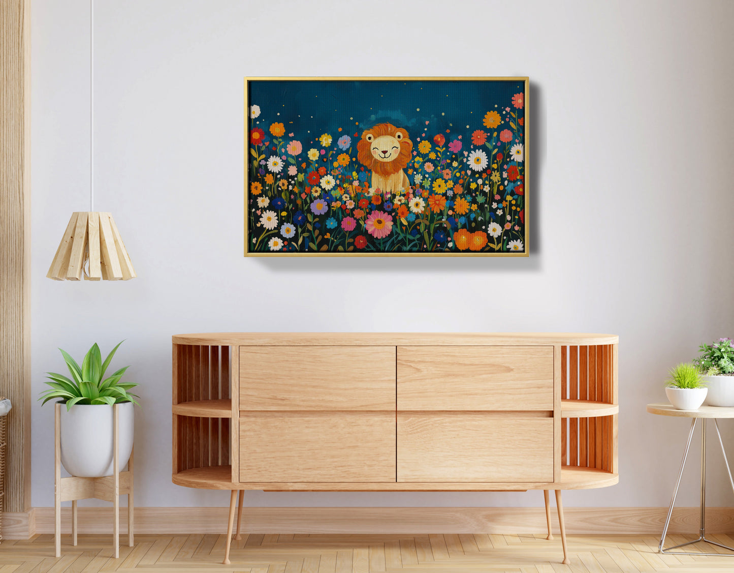 Lion Wildflower Garden African American canvas print view 38
