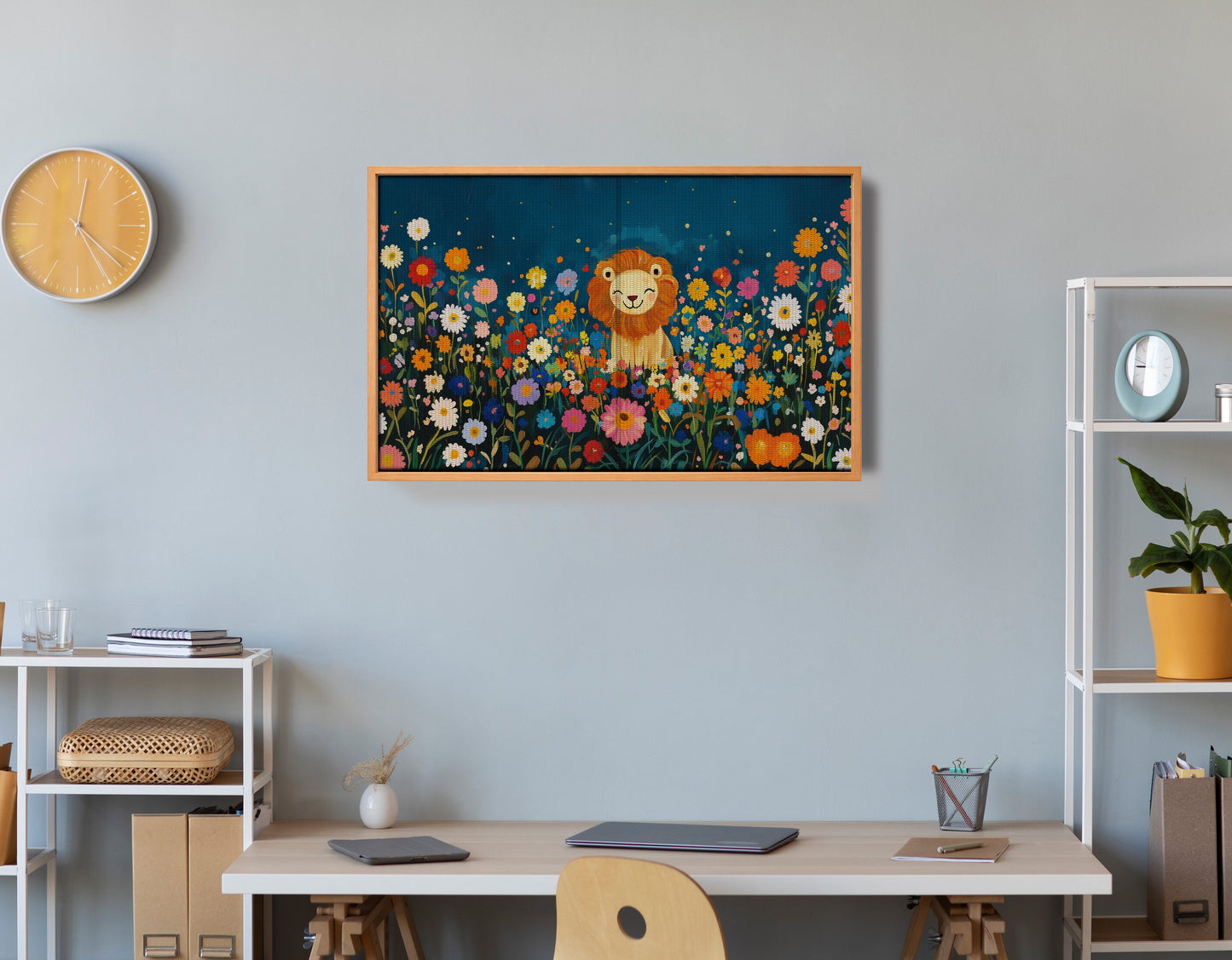 Lion Wildflower Garden African American canvas print view 48