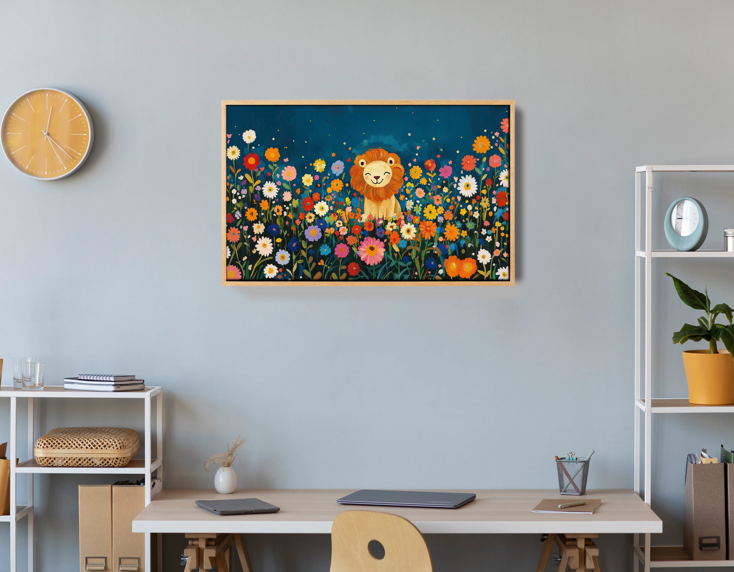 Lion Wildflower Garden African American canvas print view 54
