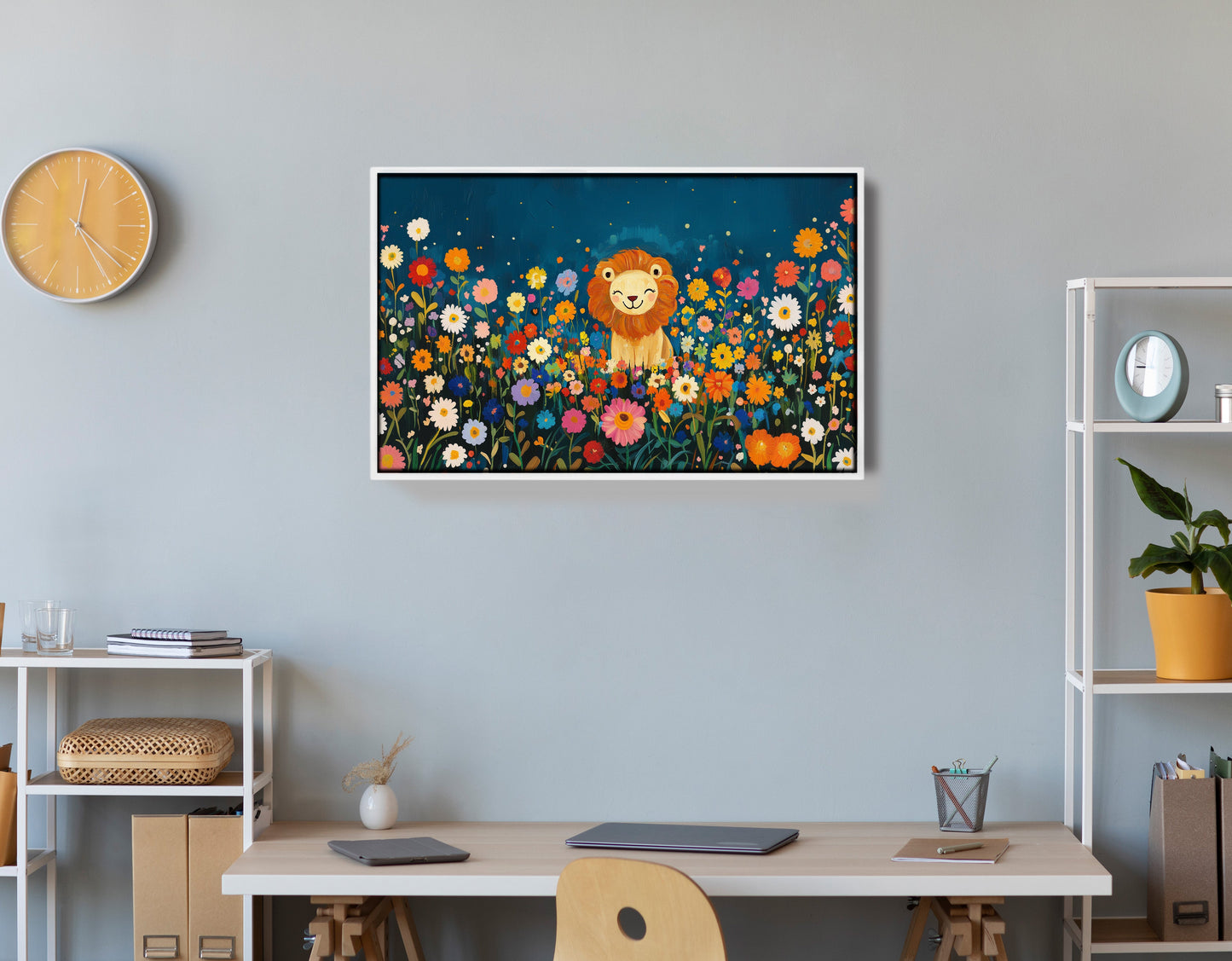 Lion Wildflower Garden African American canvas print view 66
