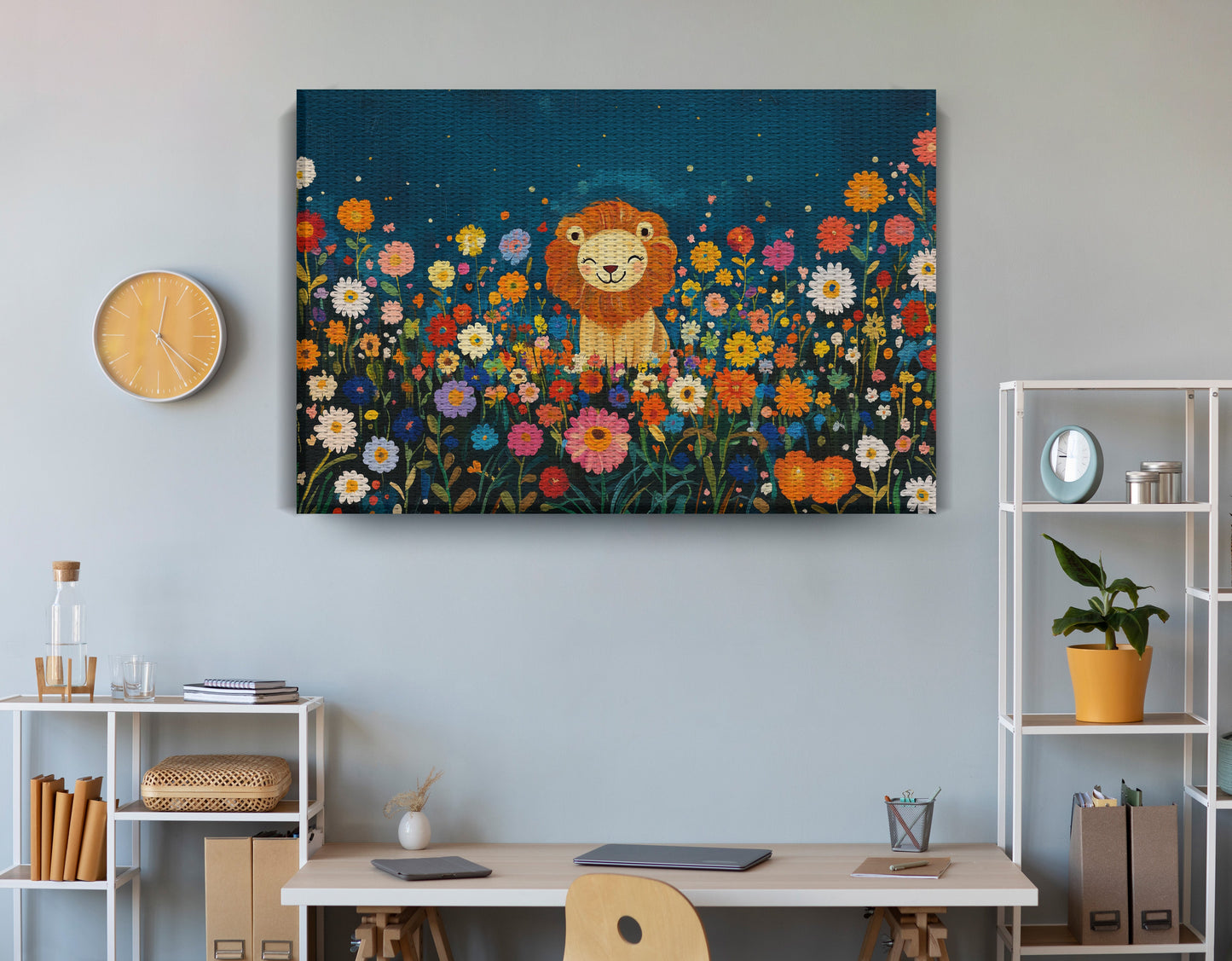 Lion Wildflower Garden African American canvas print view 18