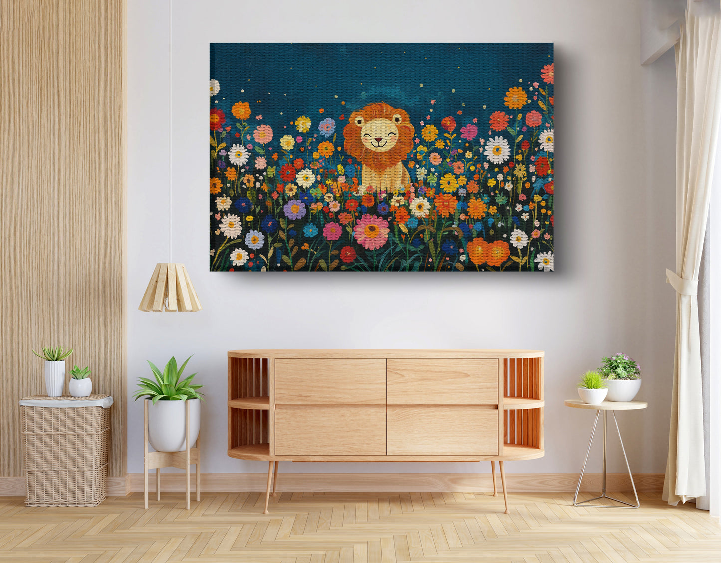 Lion Wildflower Garden African American canvas print view 14