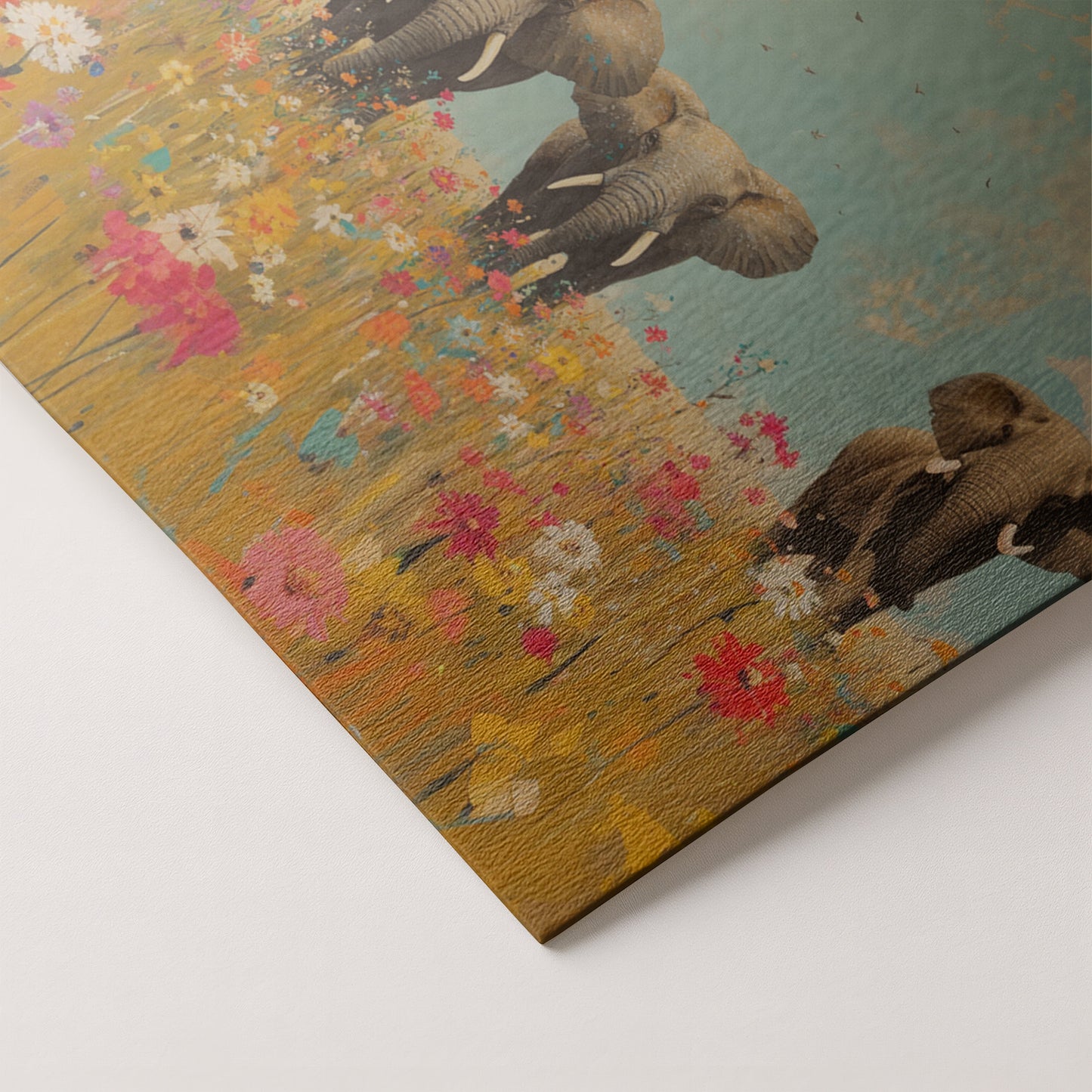 Elephant Herd Wildflower African American canvas print artwork by MoomZee Artwork