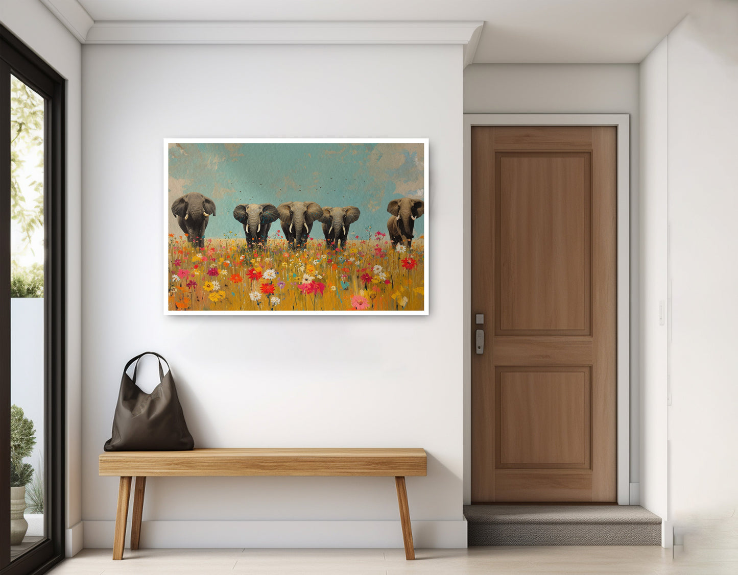 Elephant Herd Wildflower African American canvas print home decor view