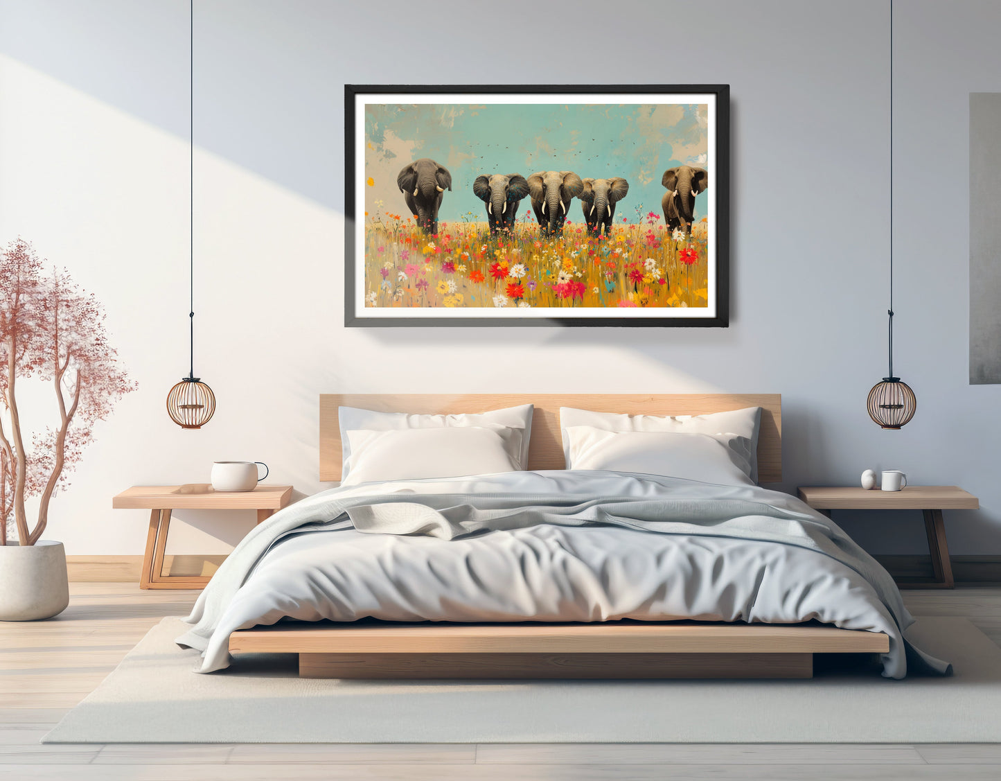 Elephant Herd Wildflower African American canvas print view 69