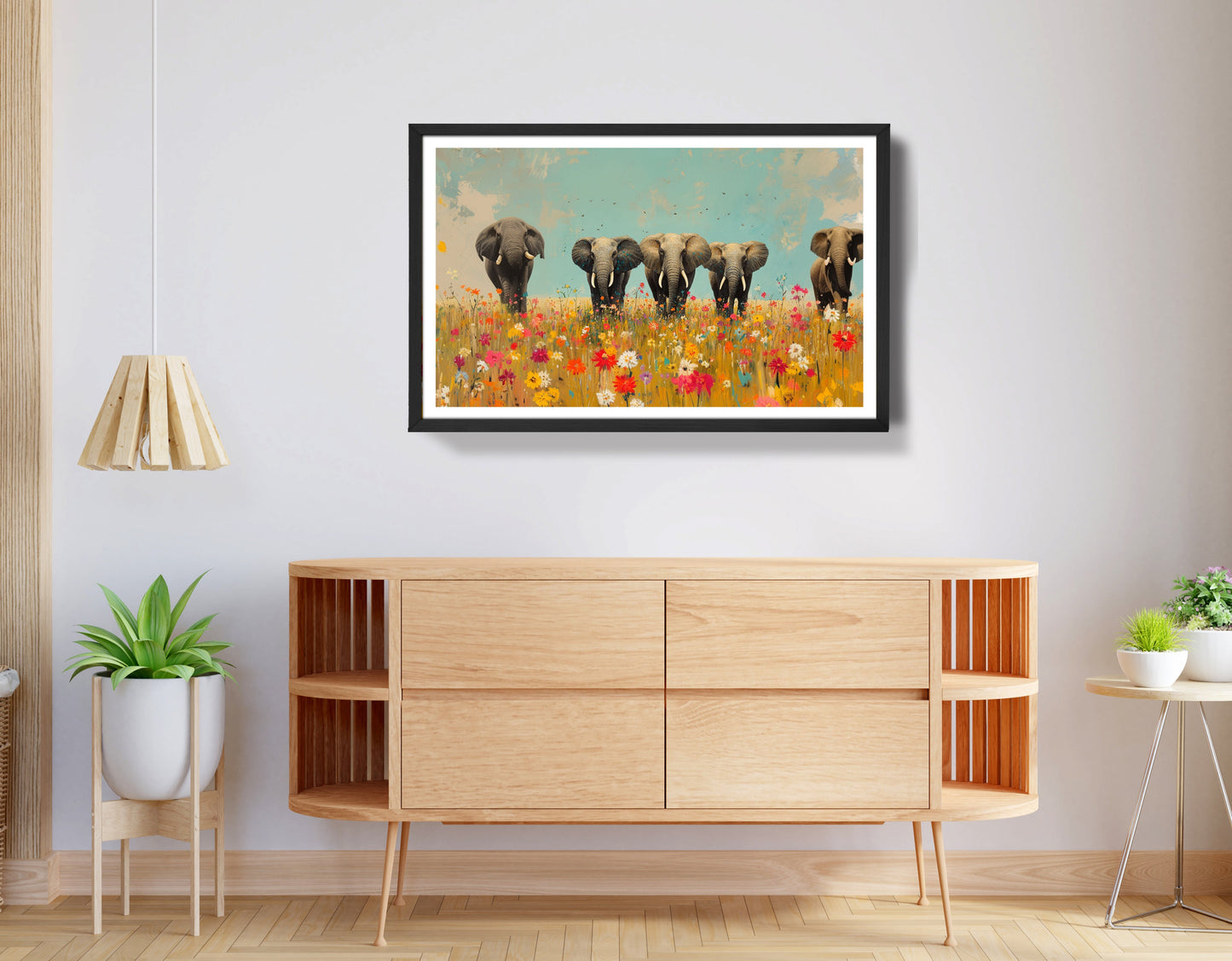 Elephant Herd Wildflower African American canvas print view 68