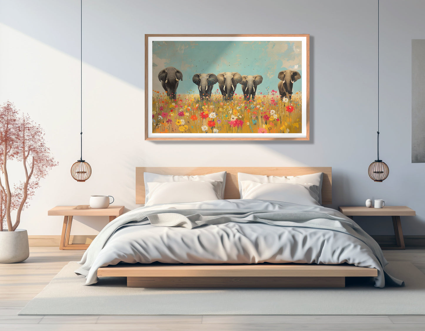 Elephant Herd Wildflower African American canvas print view 81