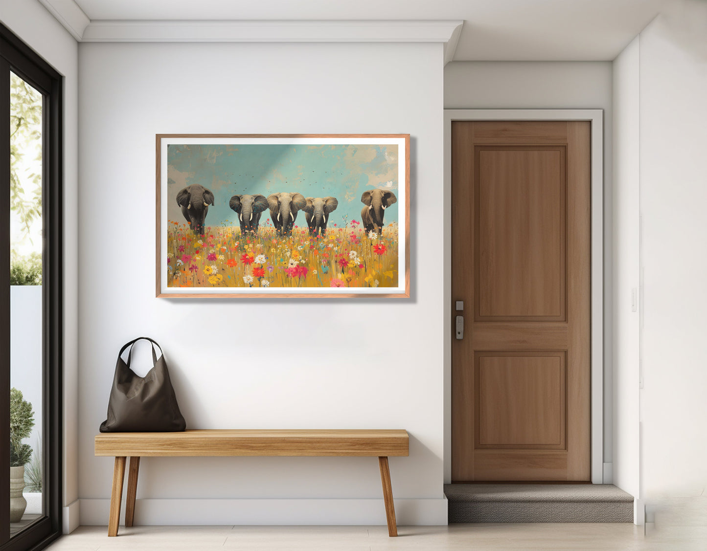 Elephant Herd Wildflower African American canvas print view 83