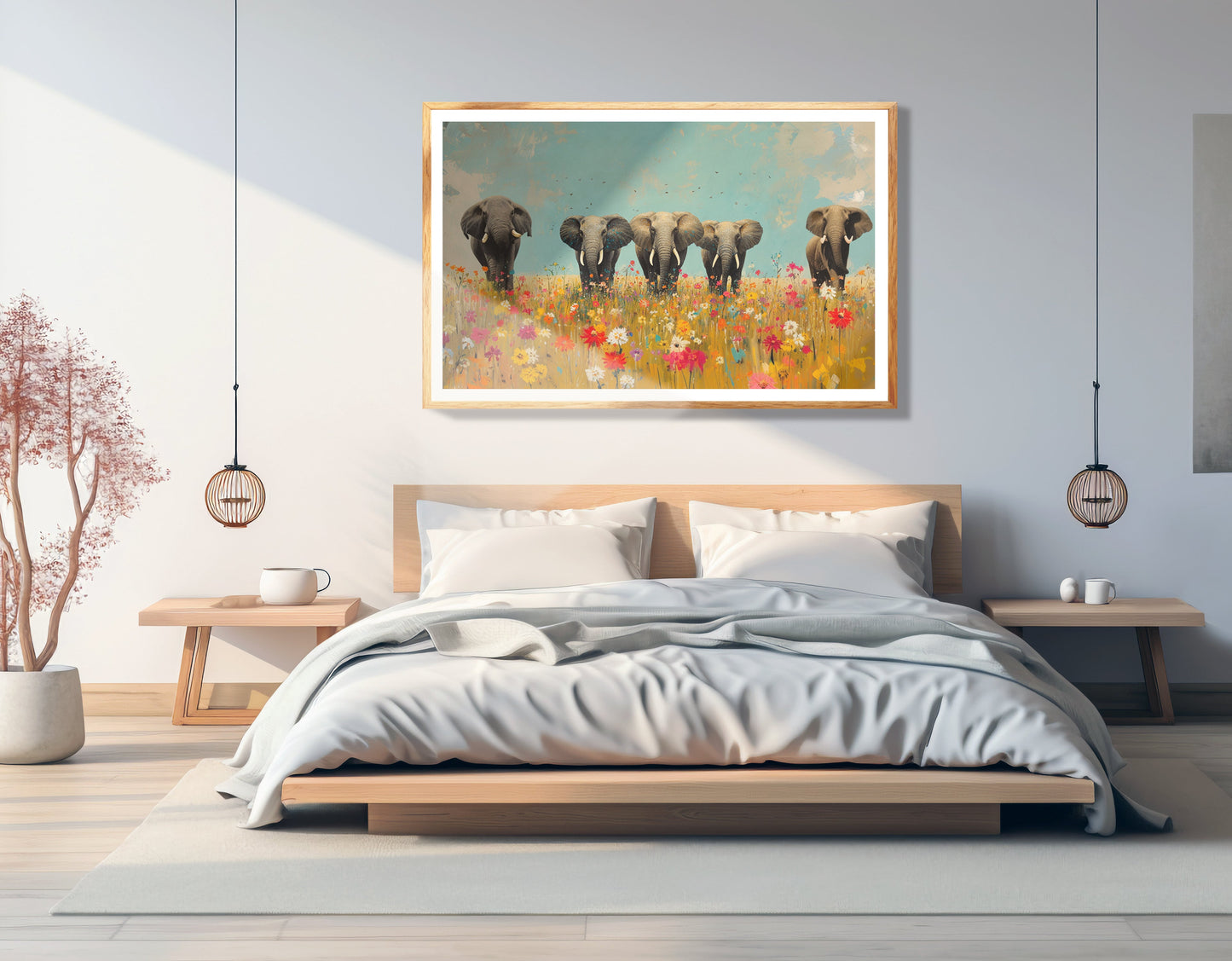 Elephant Herd Wildflower African American canvas print view 75