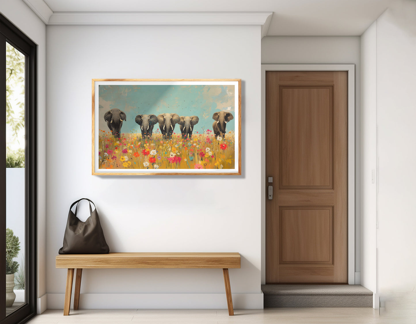 Elephant Herd Wildflower African American canvas print view 77