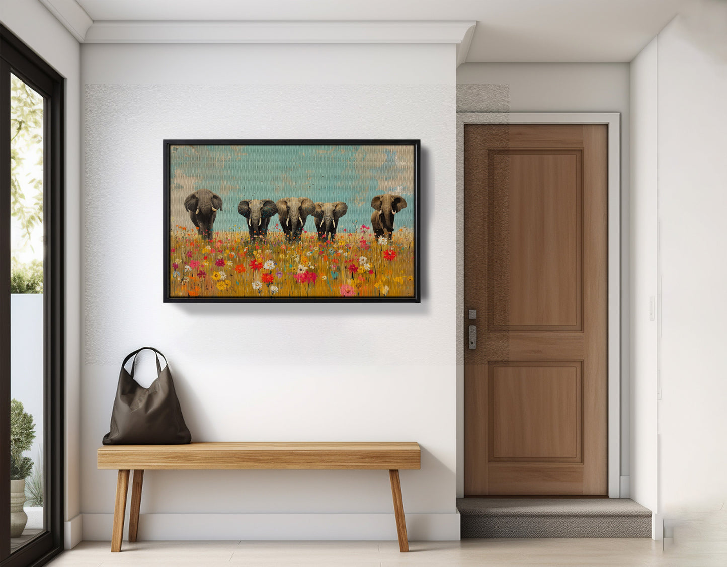 Elephant Herd Wildflower African American canvas print view 29