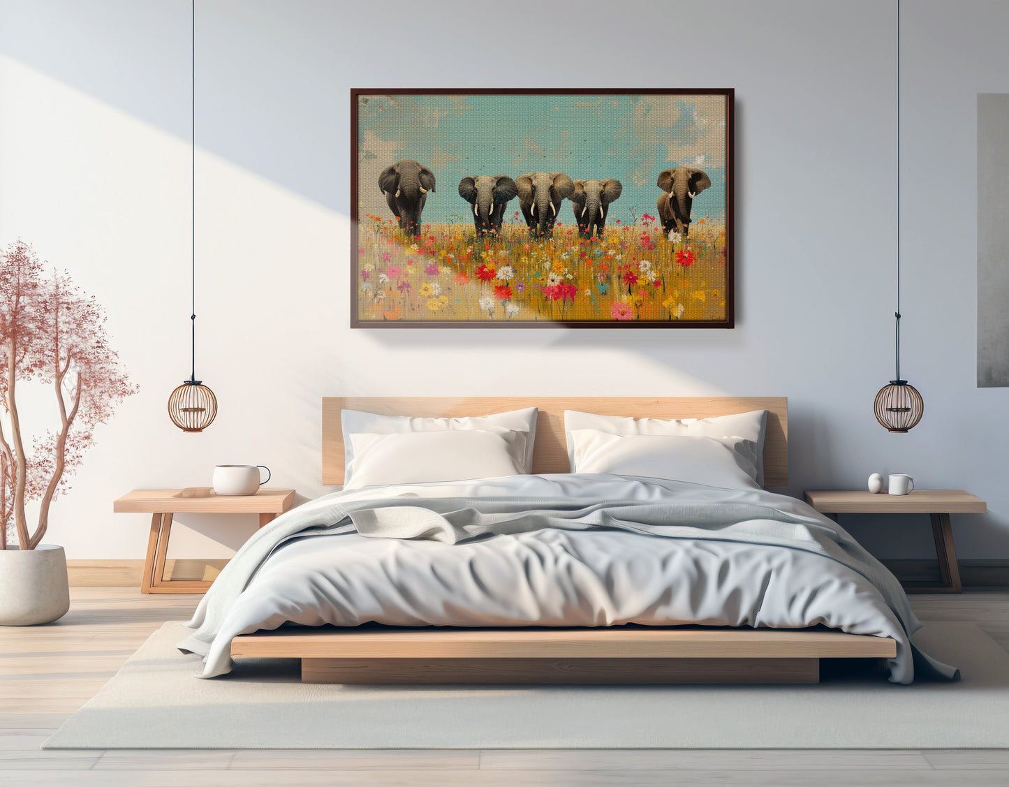 Elephant Herd Wildflower African American canvas print view 33