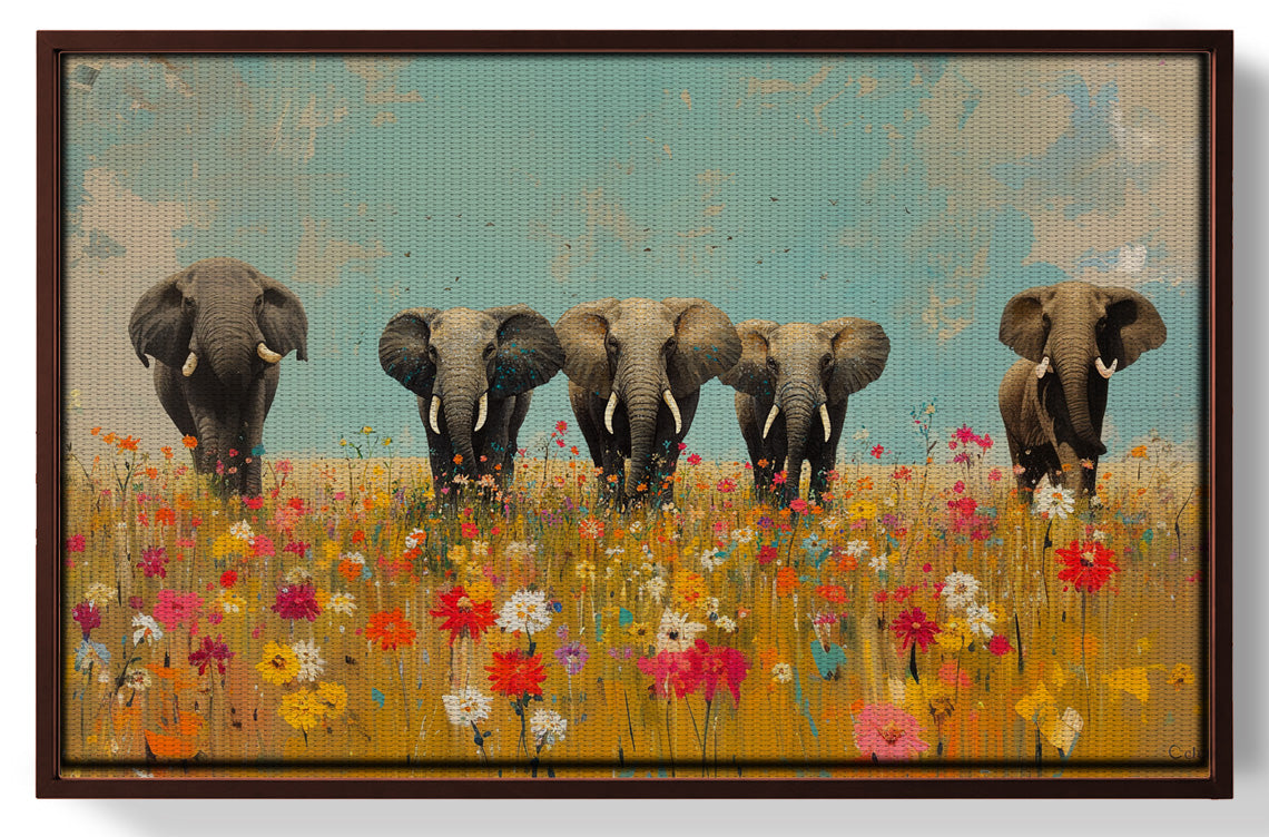 Elephant Herd Wildflower African American canvas print view 31