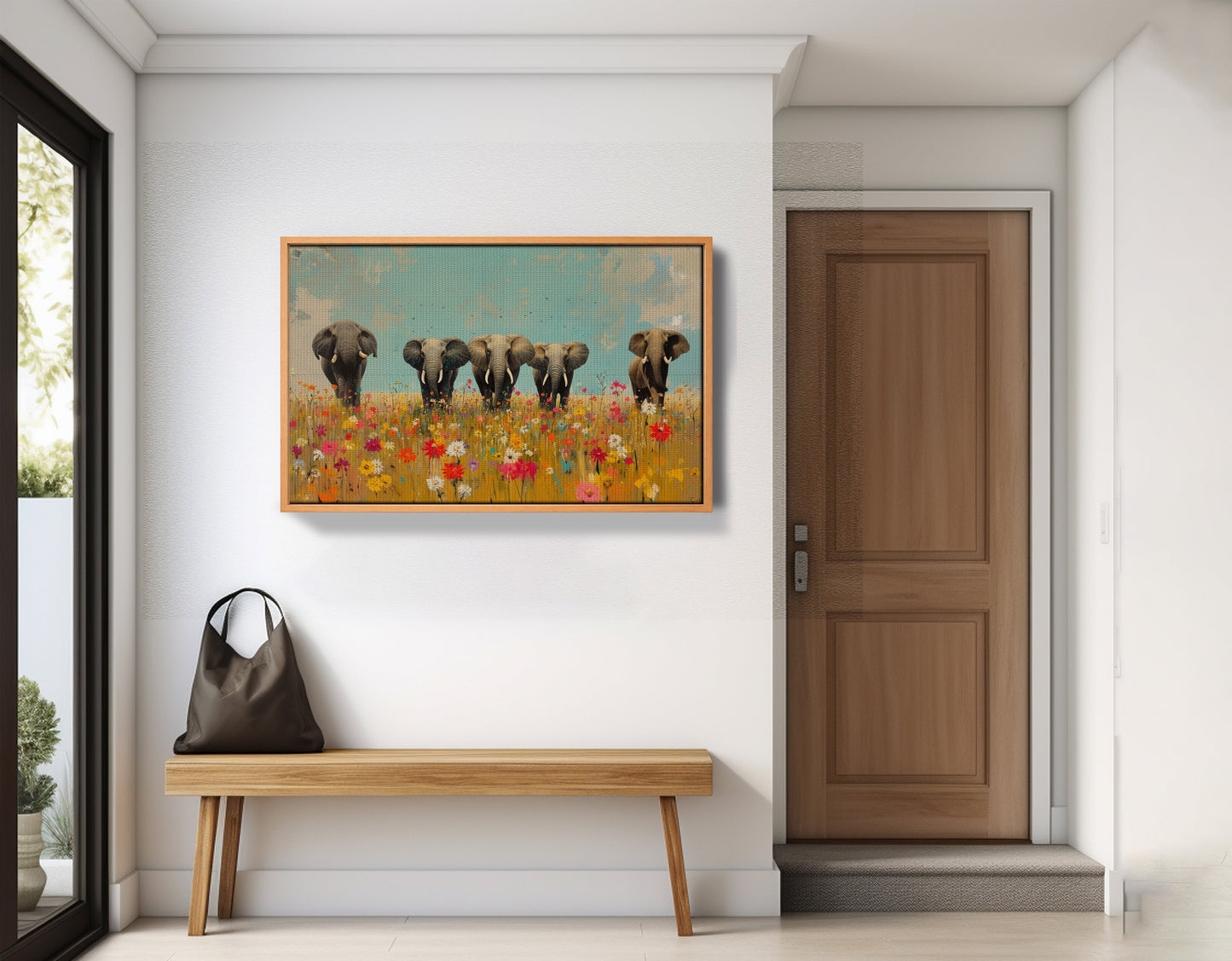 Elephant Herd Wildflower African American canvas print view 47