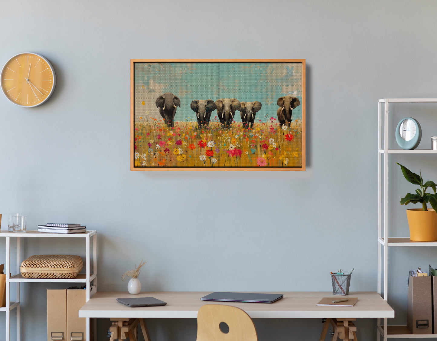 Elephant Herd Wildflower African American canvas print view 48