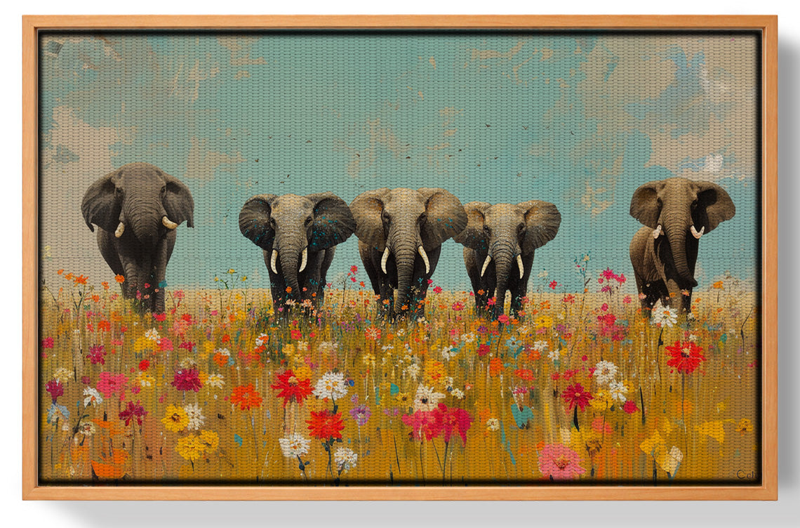 Elephant Herd Wildflower African American canvas print view 43