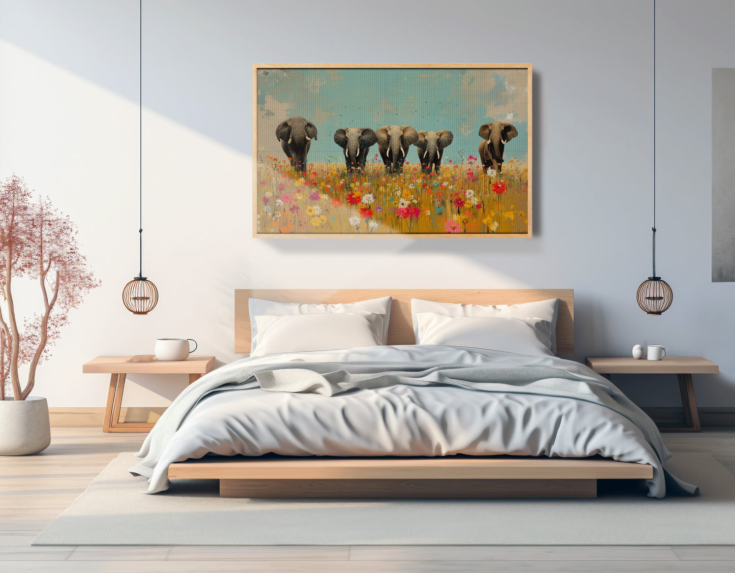 Elephant Herd Wildflower African American canvas print view 51