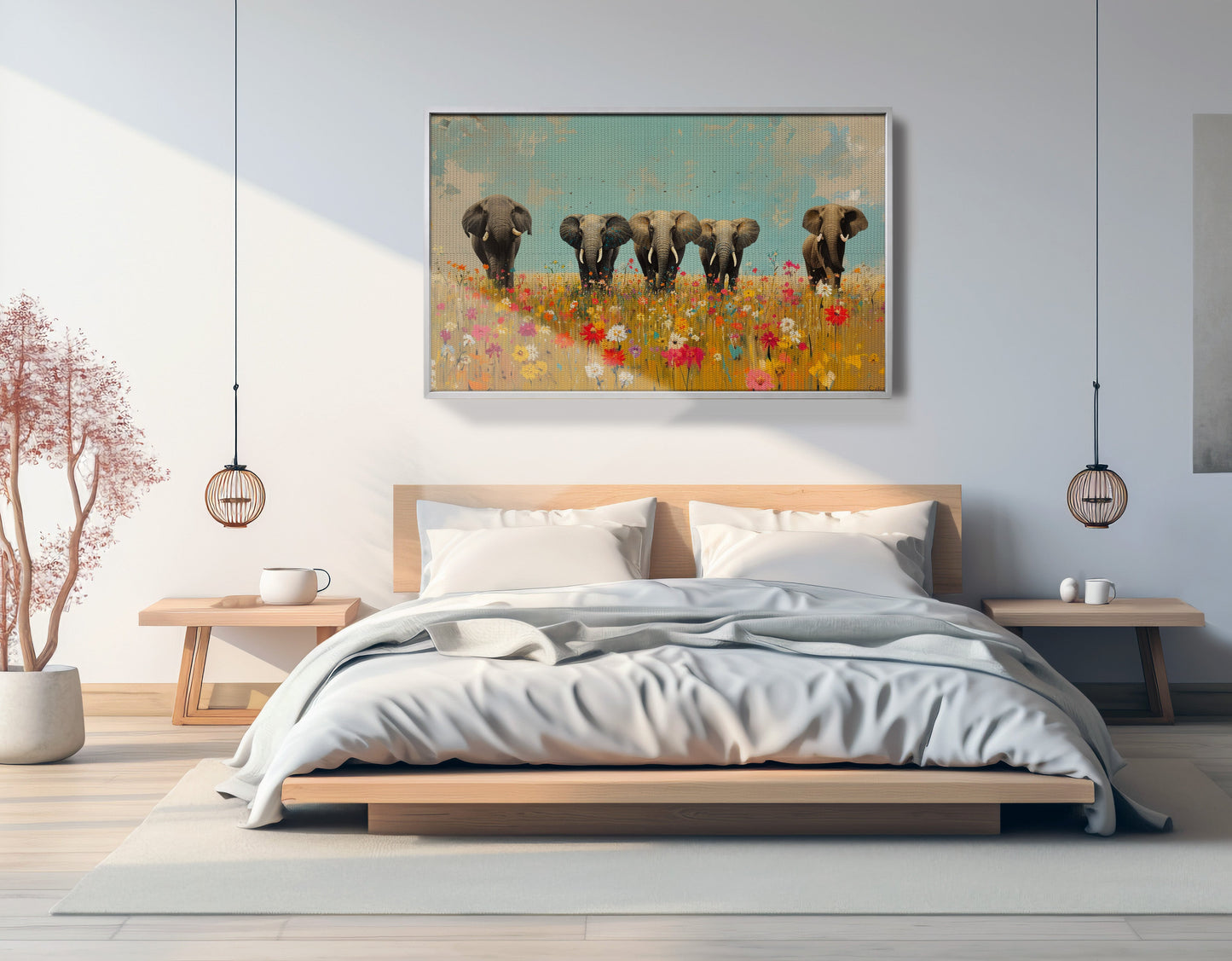 Elephant Herd Wildflower African American canvas print view 57