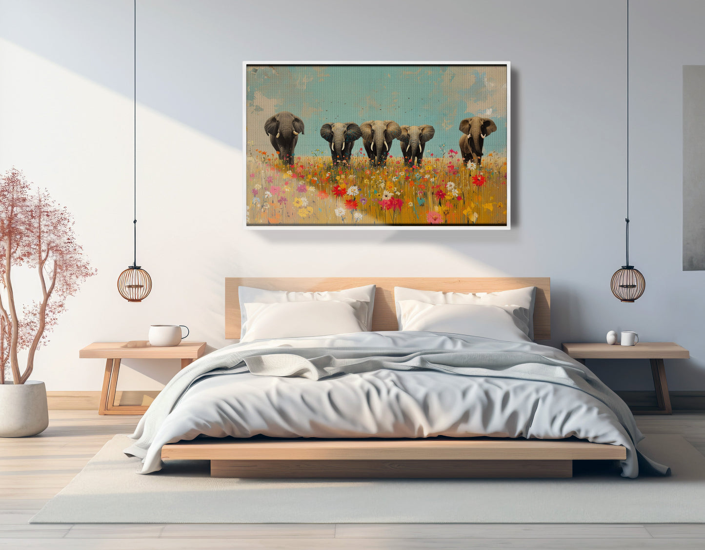 Elephant Herd Wildflower African American canvas print view 63