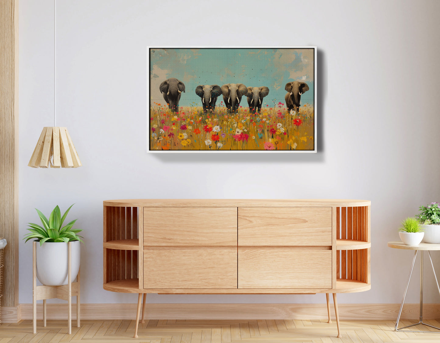 Elephant Herd Wildflower African American canvas print view 62