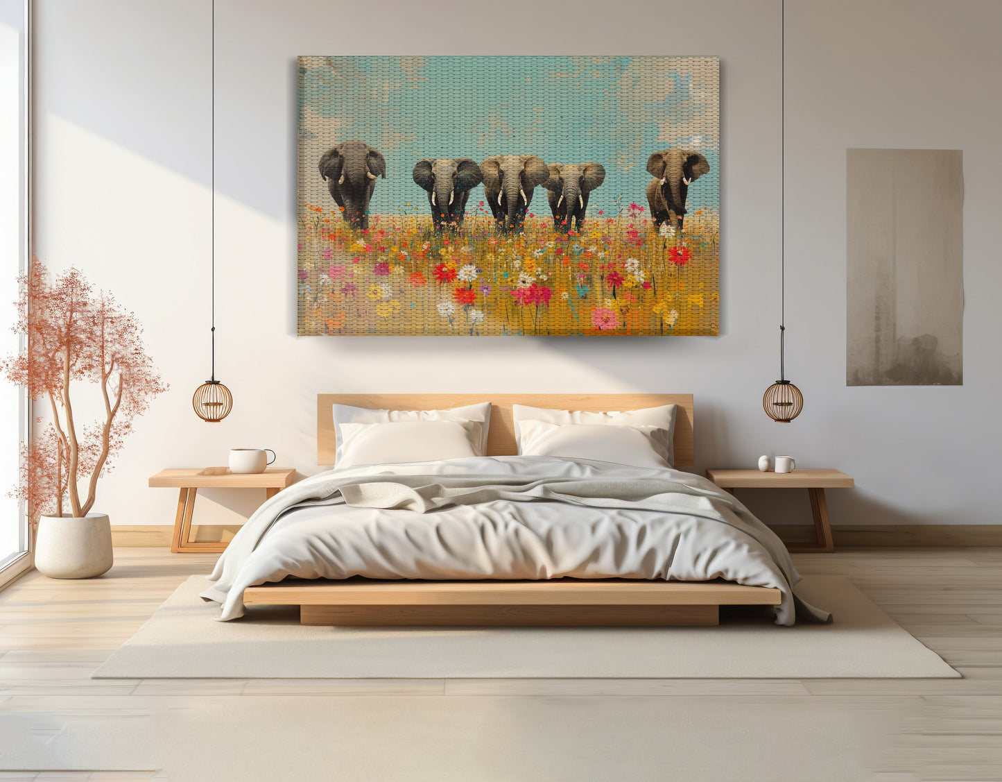 Elephant Herd Wildflower African American canvas print view 15