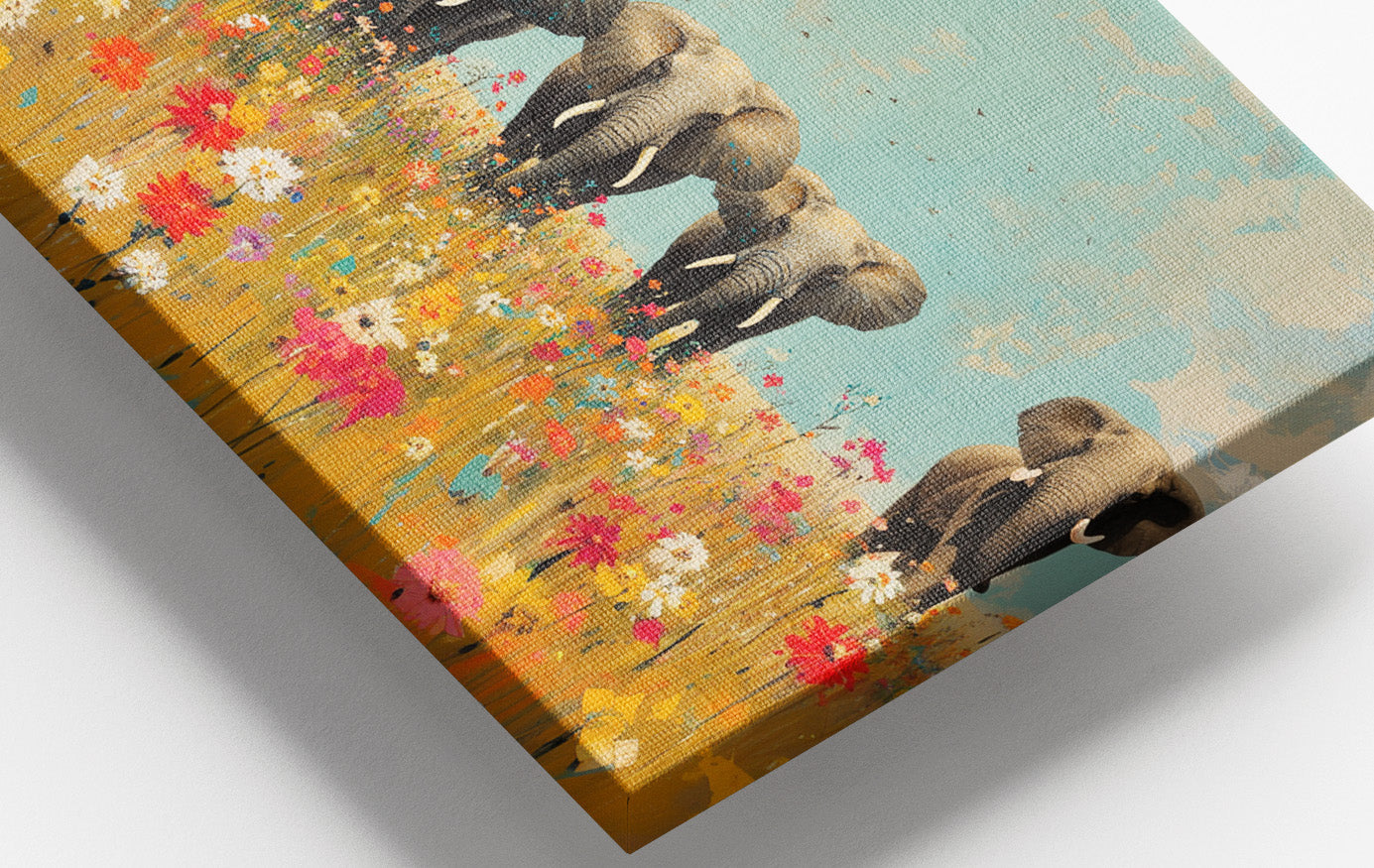Elephant Herd Wildflower African American canvas print view 16