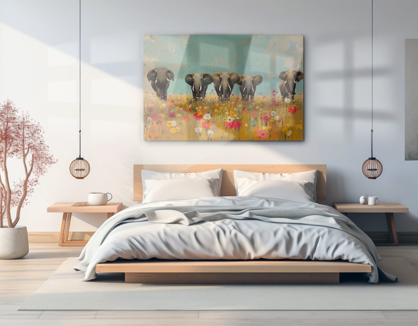 Elephant Herd Wildflower African American canvas print view 21