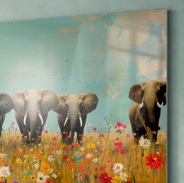 Elephant Herd Wildflower African American canvas print view 22
