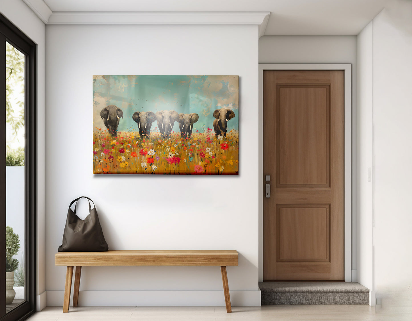 Elephant Herd Wildflower African American canvas print view 23