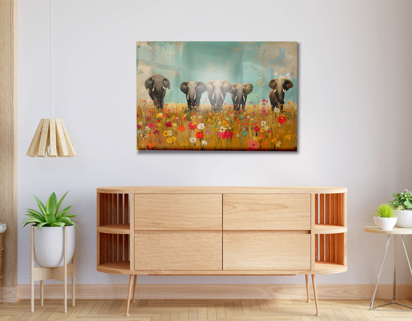 Elephant Herd Wildflower African American canvas print view 20
