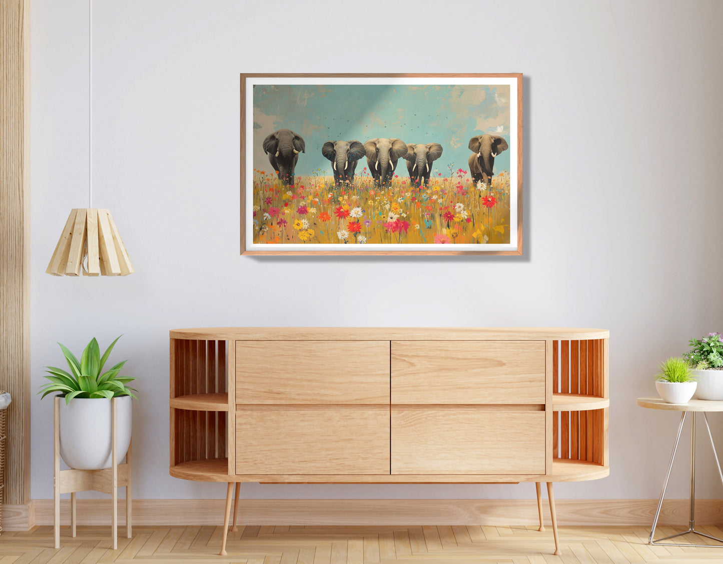 Elephant Herd Wildflower African American canvas print view 80