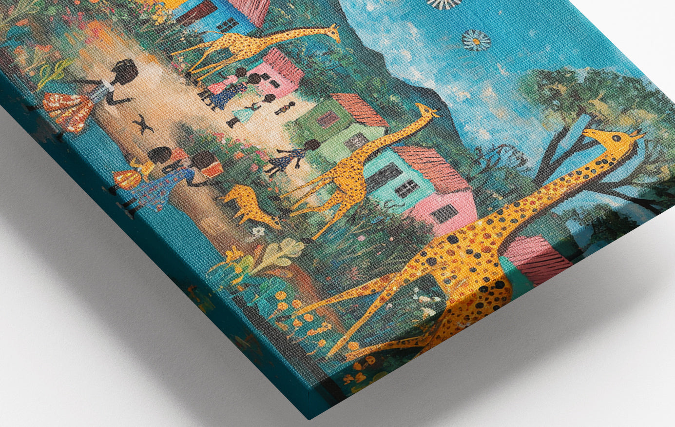 Close-up of Giraffe Village Folk Black Black culture wall art detail
