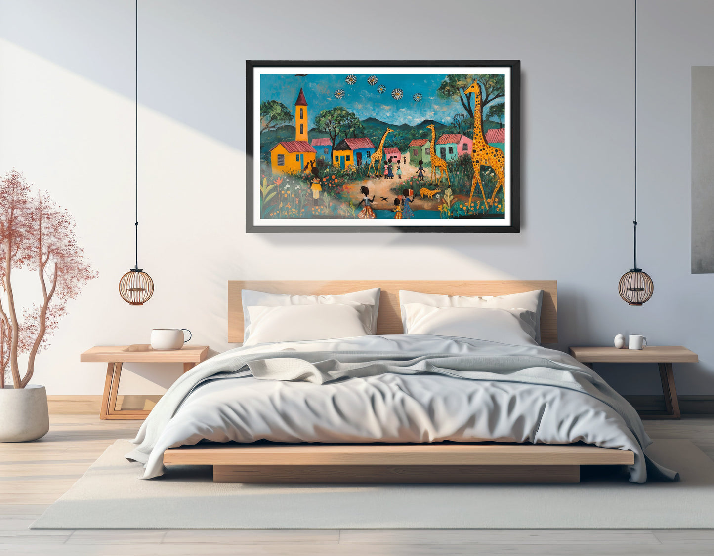 Giraffe Village Folk Black Black culture wall art view 69