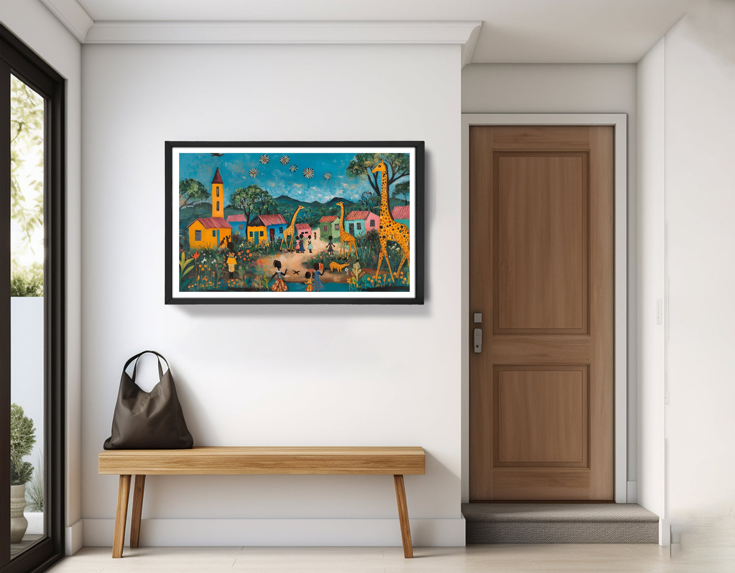 Giraffe Village Folk Black Black culture wall art view 71