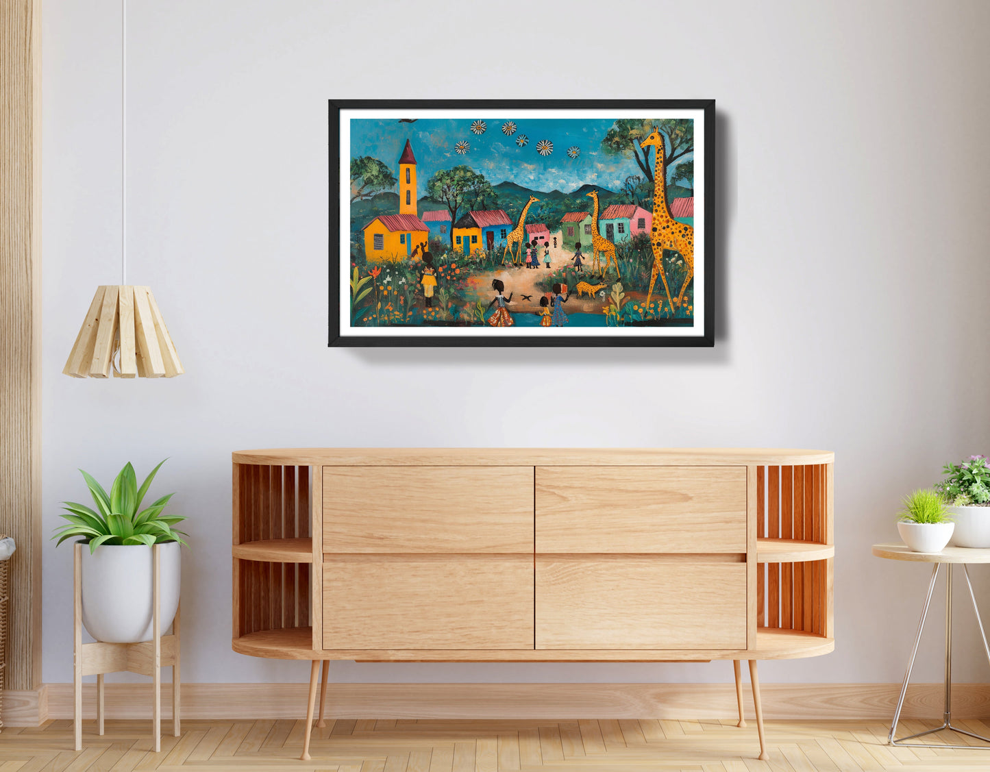 Giraffe Village Folk Black Black culture wall art view 68