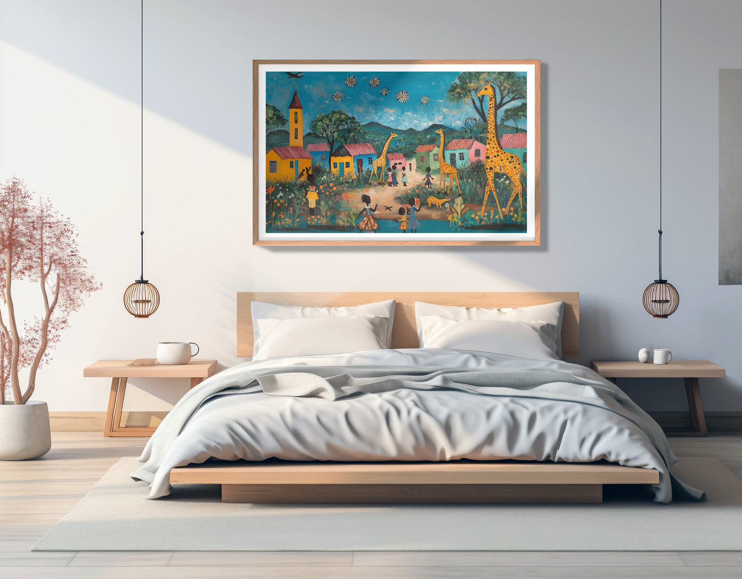 Giraffe Village Folk Black Black culture wall art view 81