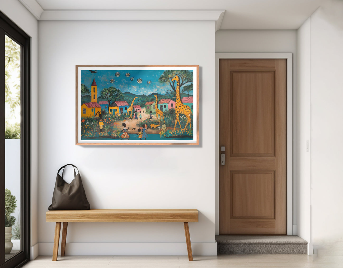 Giraffe Village Folk Black Black culture wall art view 83