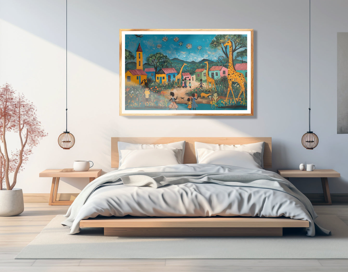 Giraffe Village Folk Black Black culture wall art view 75