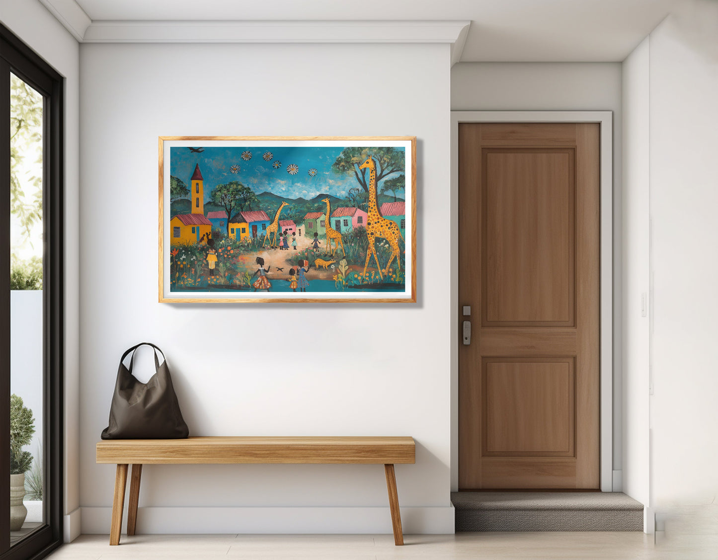 Giraffe Village Folk Black Black culture wall art view 77