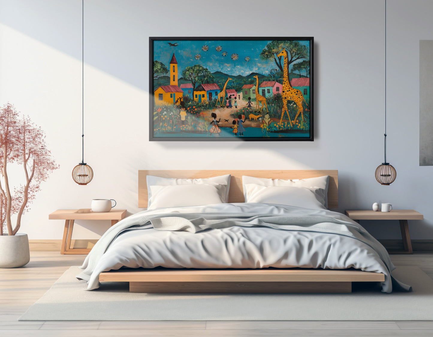 Giraffe Village Folk Black Black culture wall art view 27